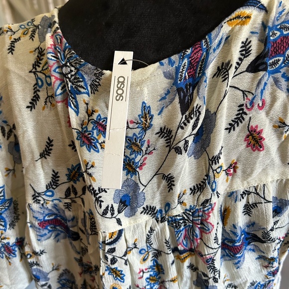ASOS short sleeve cream and blue paisley floral dress size 6-NWT - Picture 6 of 7